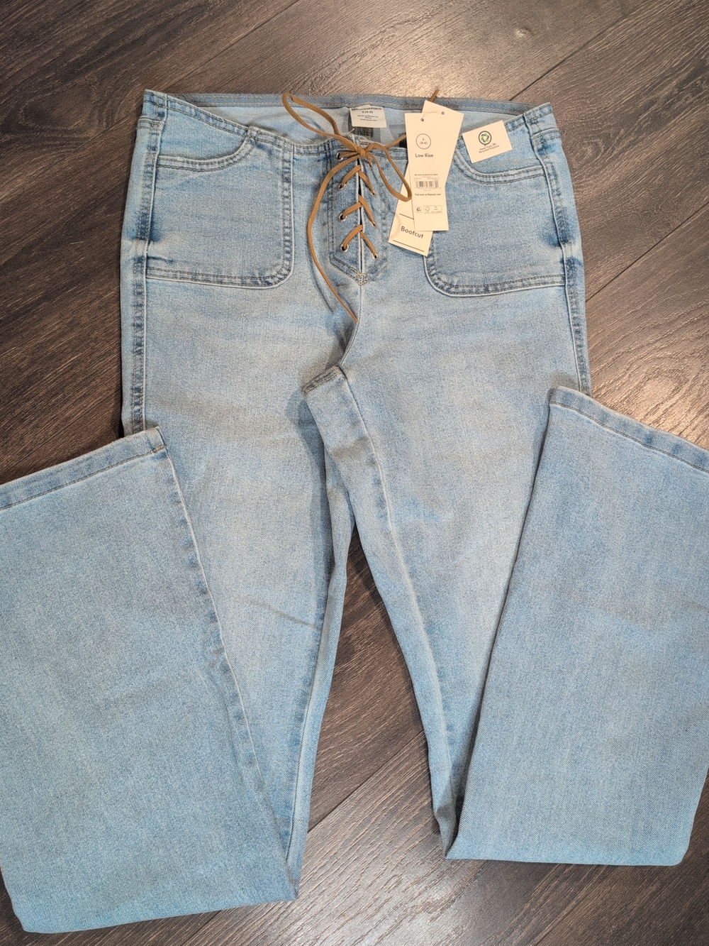 No Boundaries Womens Lace Up Waist Bootcut Jeans Size Small 4-6 Low Rise Denim